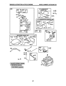 Carburetor/Short Block/Gasket Set Diagram and Parts List for 124T02-0847-EA  Briggs and Stratton Engine